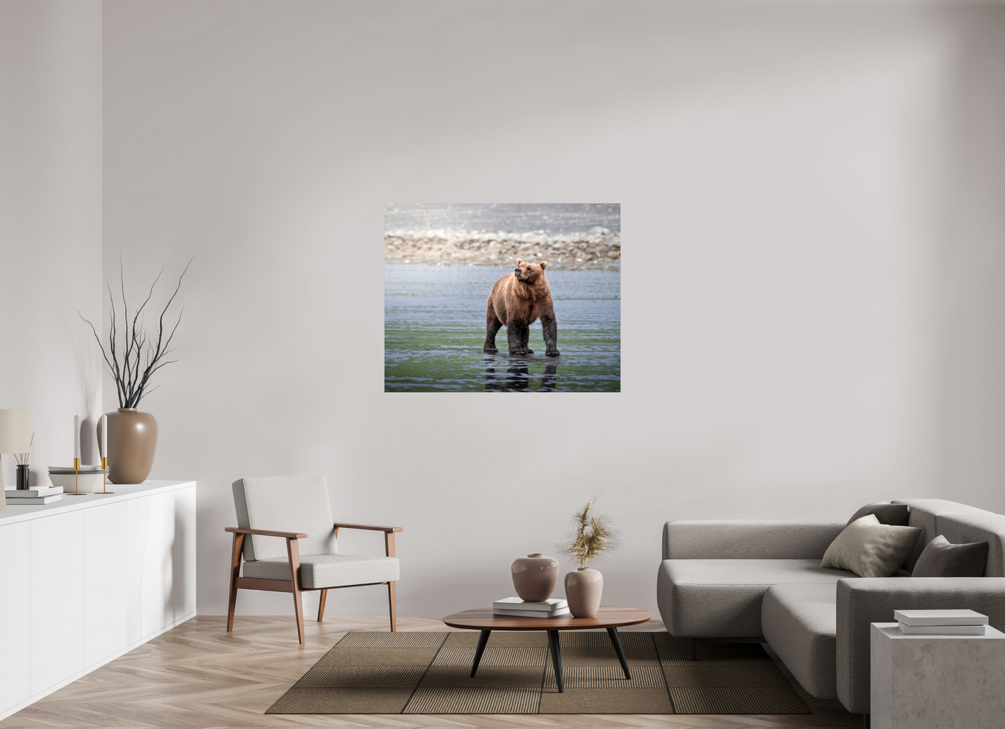 48.7 x 39″, Photo Print On Fuji Crystal DP II Kodiak Bear on the beach