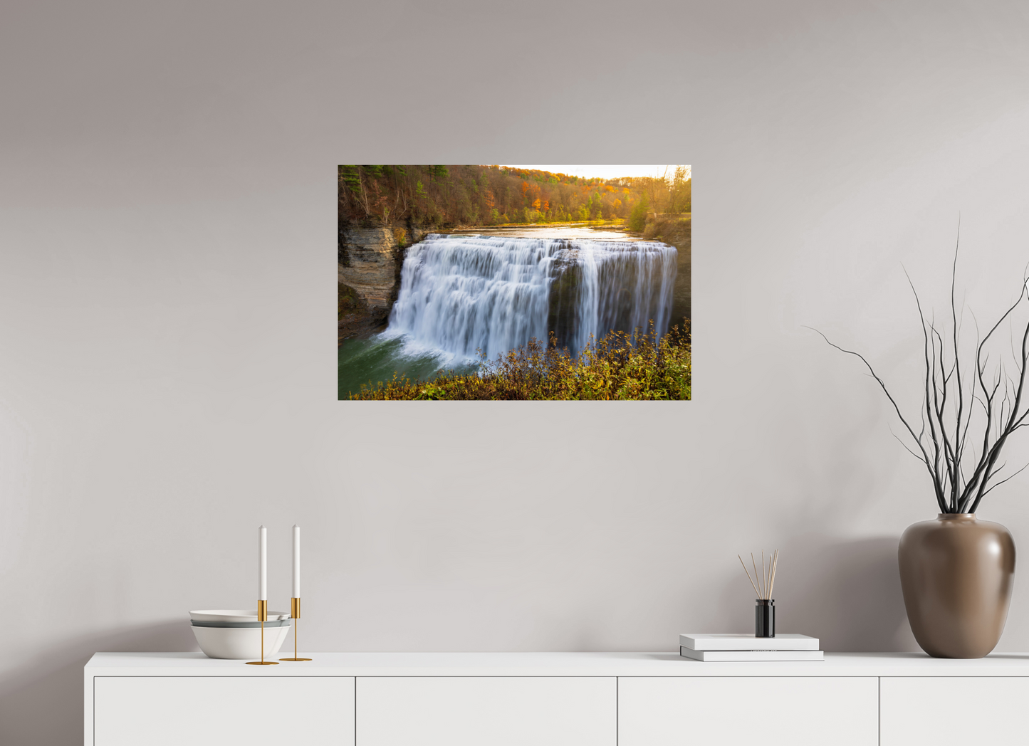 30 x 20″, Photo Print On Fuji Crystal DP II Autumn Waterfall at Sunset