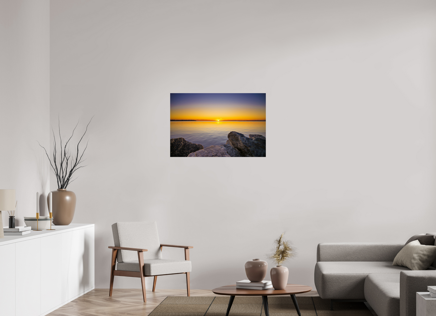 36 x 24″, Chroma Fall Sunset over Midwest Lake