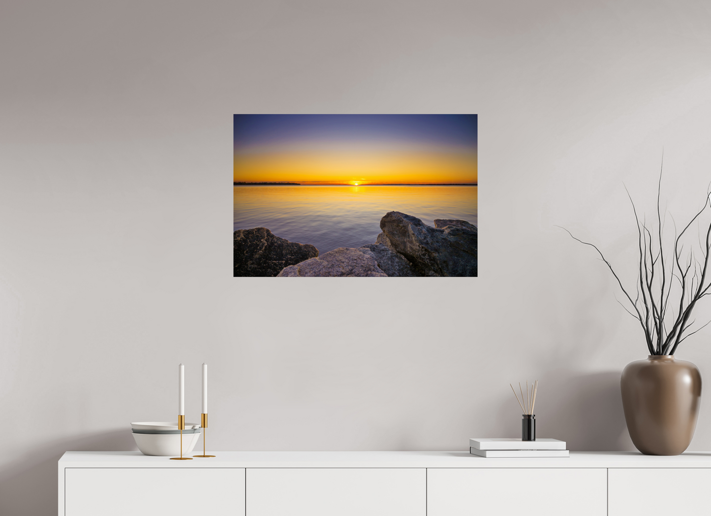30 x 20″, Photo Print On Fuji Crystal DP II Fall Sunset over Midwest Lake