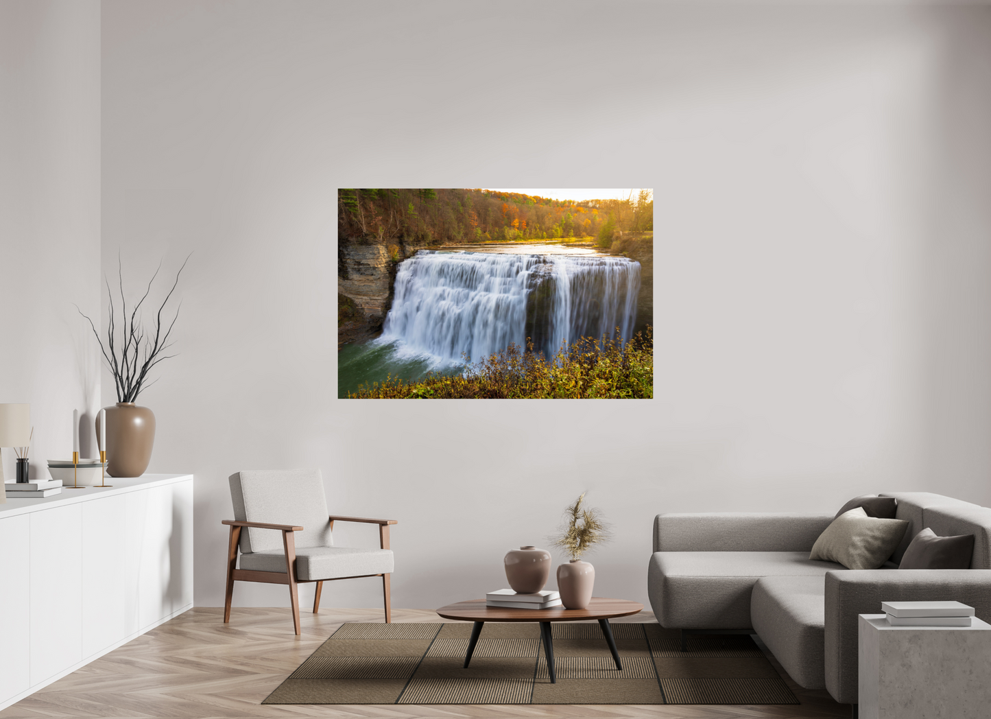 66 x 44″, Photo Print On Fuji Crystal DP II Autumn Waterfall at Sunset