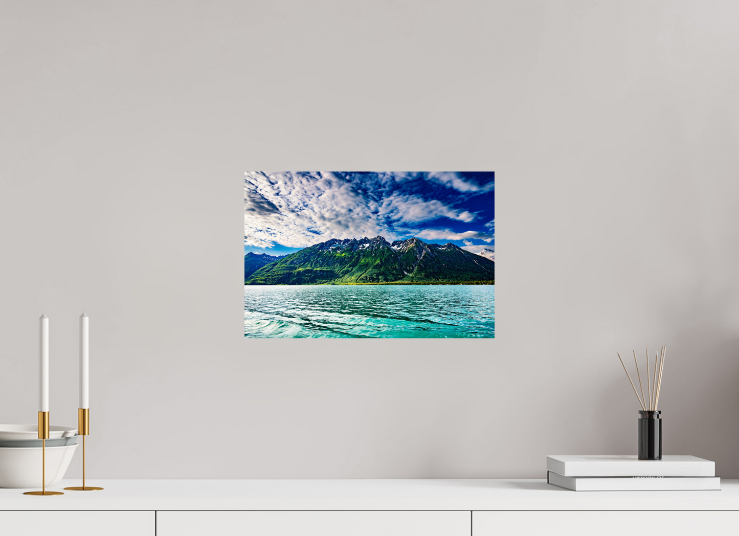 15 x 10″, Chroma Glacial Lake and Mountains