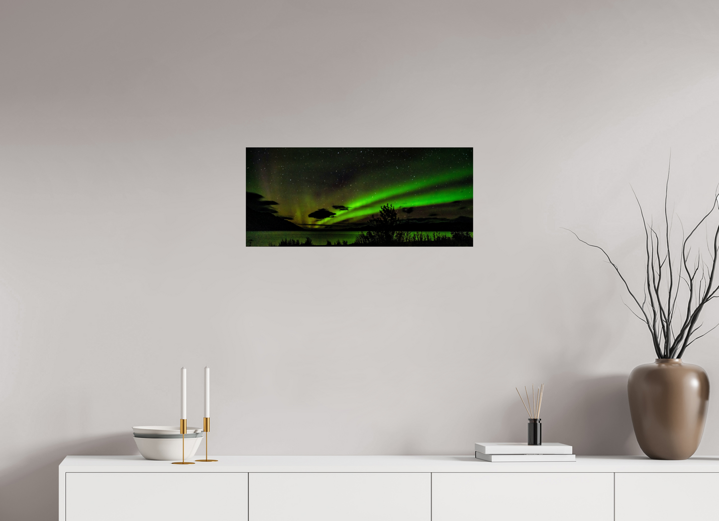 27.4 x 12″, Chroma Aurora over Kluane Lake
