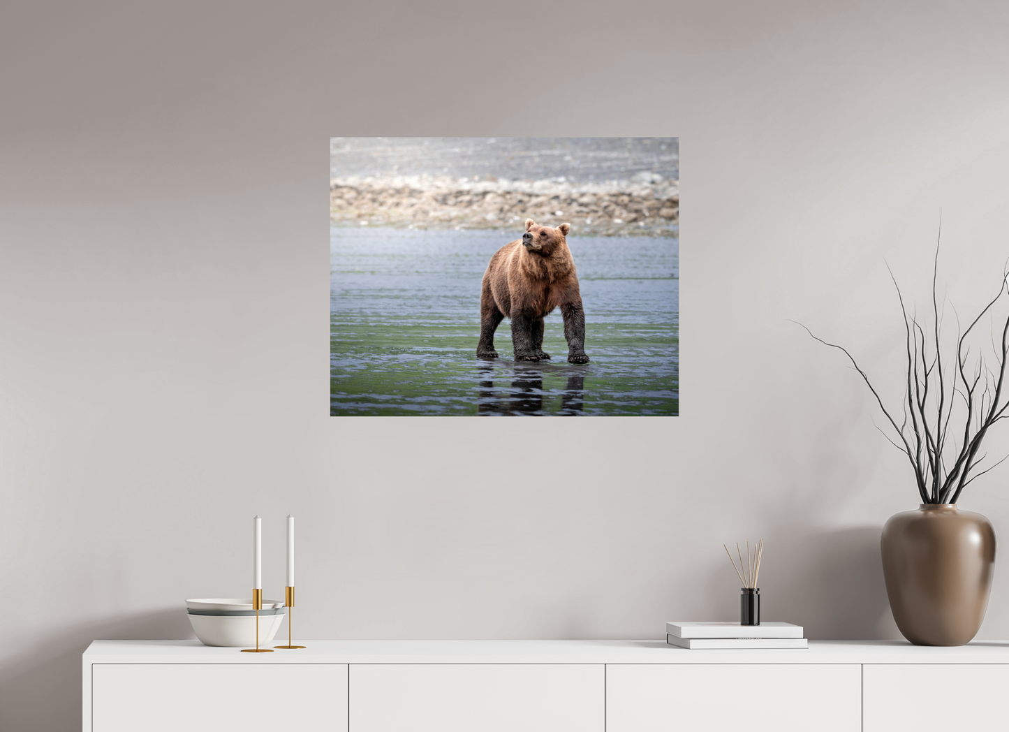 30 x 24″, Chroma Kodiak Bear on the beach