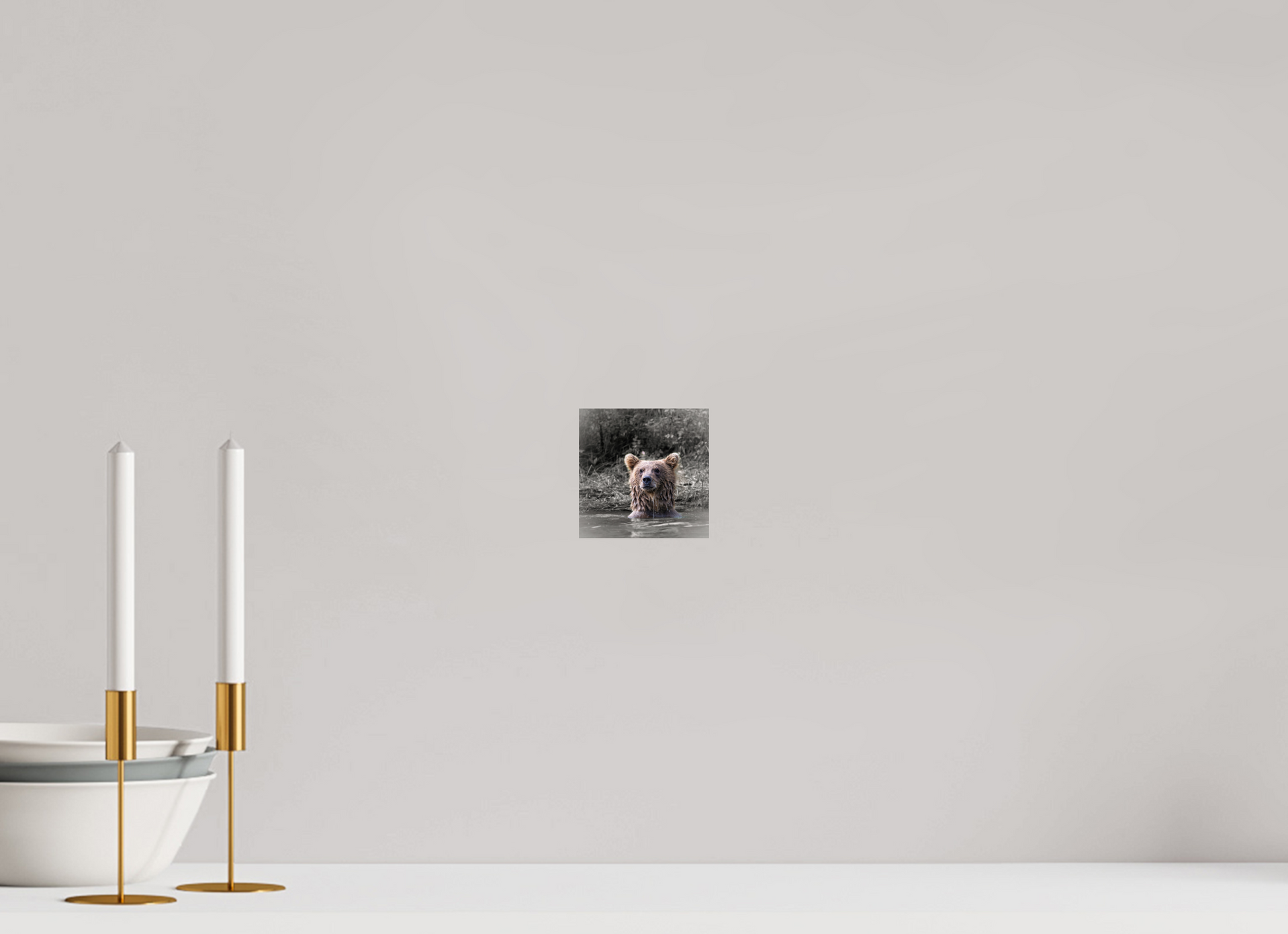 4 x 4″, Chroma Bear Cub Hoping Mom has some fish for him