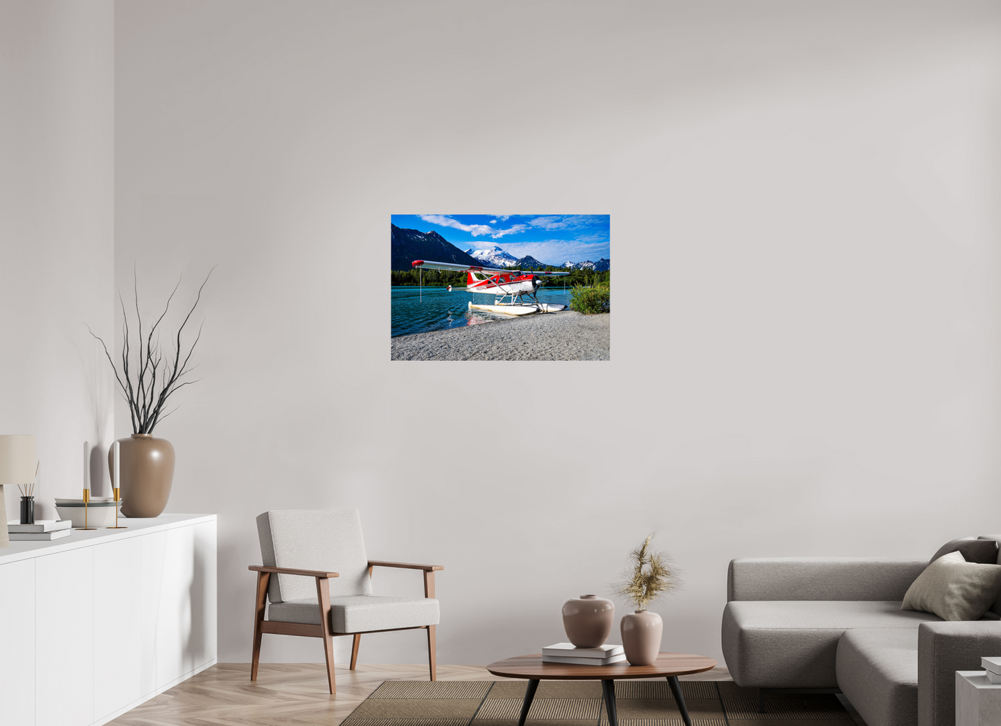 36 x 24″, Photo Print On Fuji Crystal DP II Seaplane docked on the Beach