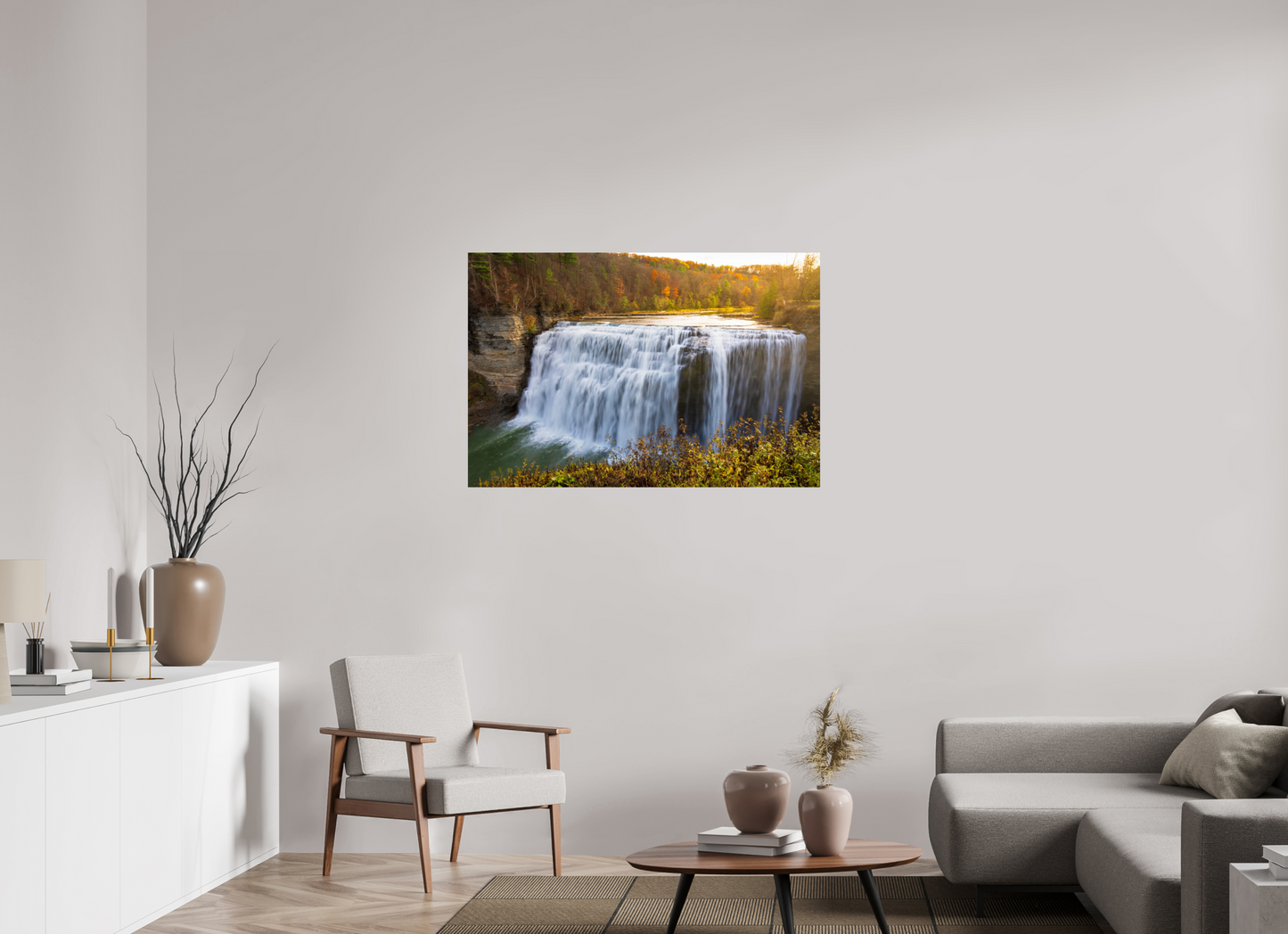 45 x 30″, Photo Print On Fuji Crystal DP II Autumn Waterfall at Sunset