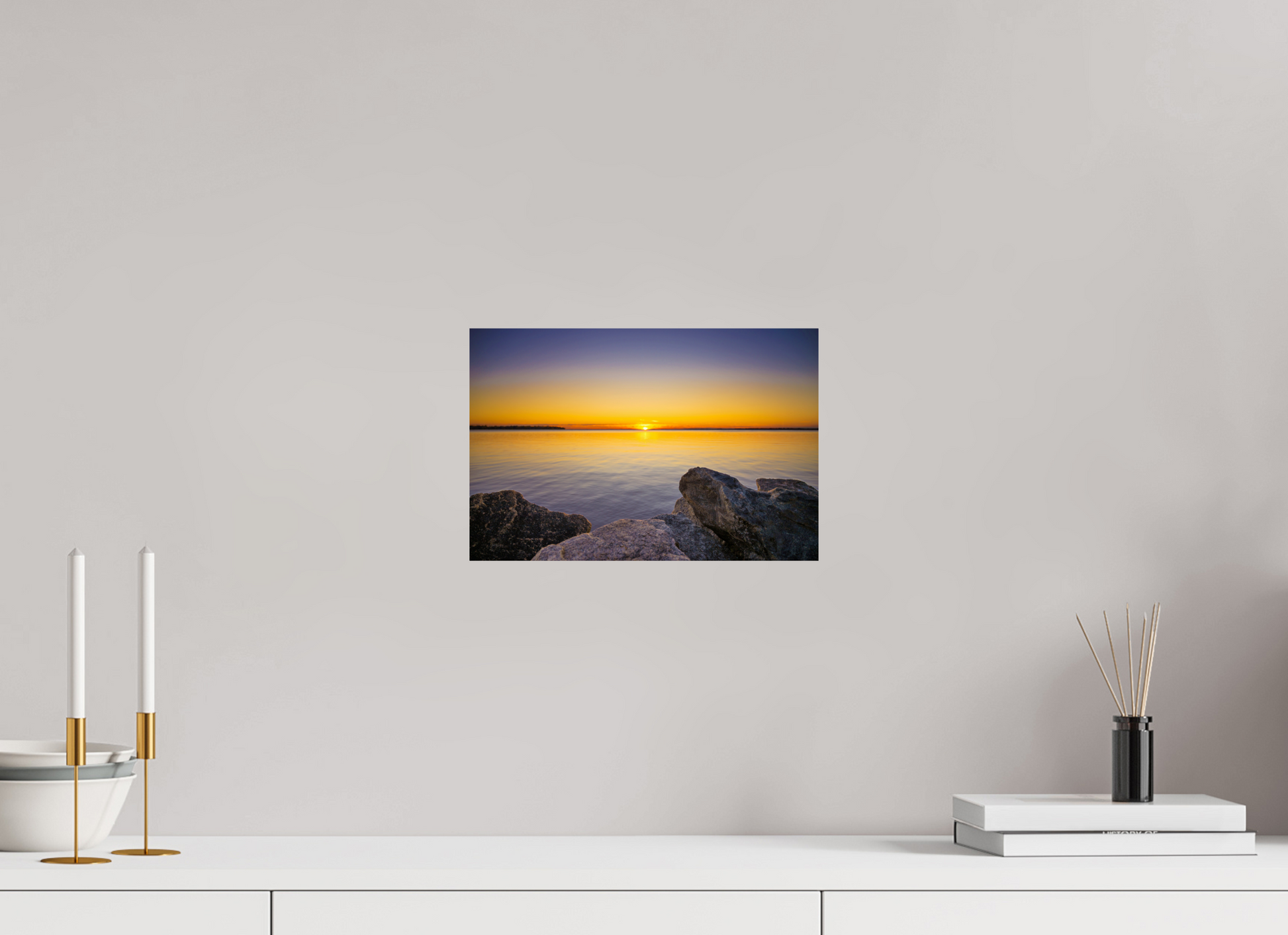 12 x 8″, Chroma Fall Sunset over Midwest Lake