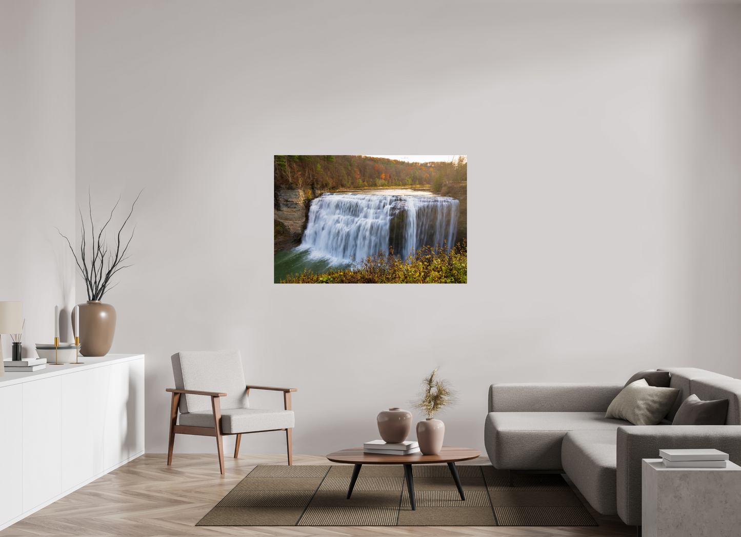 54 x 36″, Photo Print On Fuji Crystal DP II Autumn Waterfall at Sunset