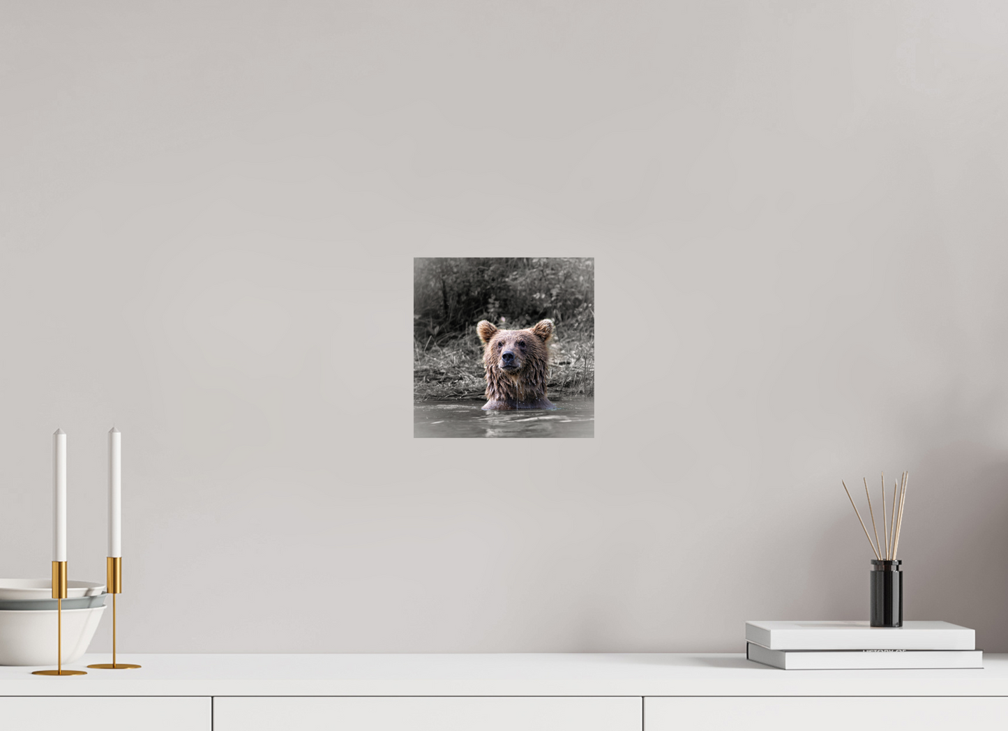 8 x 8″, Chroma Bear Cub Hoping Mom has some fish for him