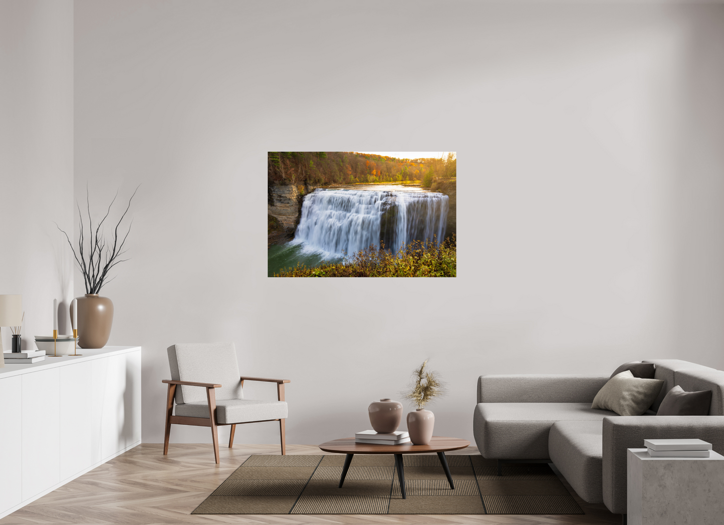 54 x 36″, Photo Print On Fuji Crystal DP II Autumn Waterfall at Sunset