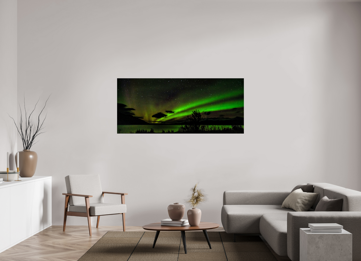 70.9 x 31″, Chroma Aurora over Kluane Lake