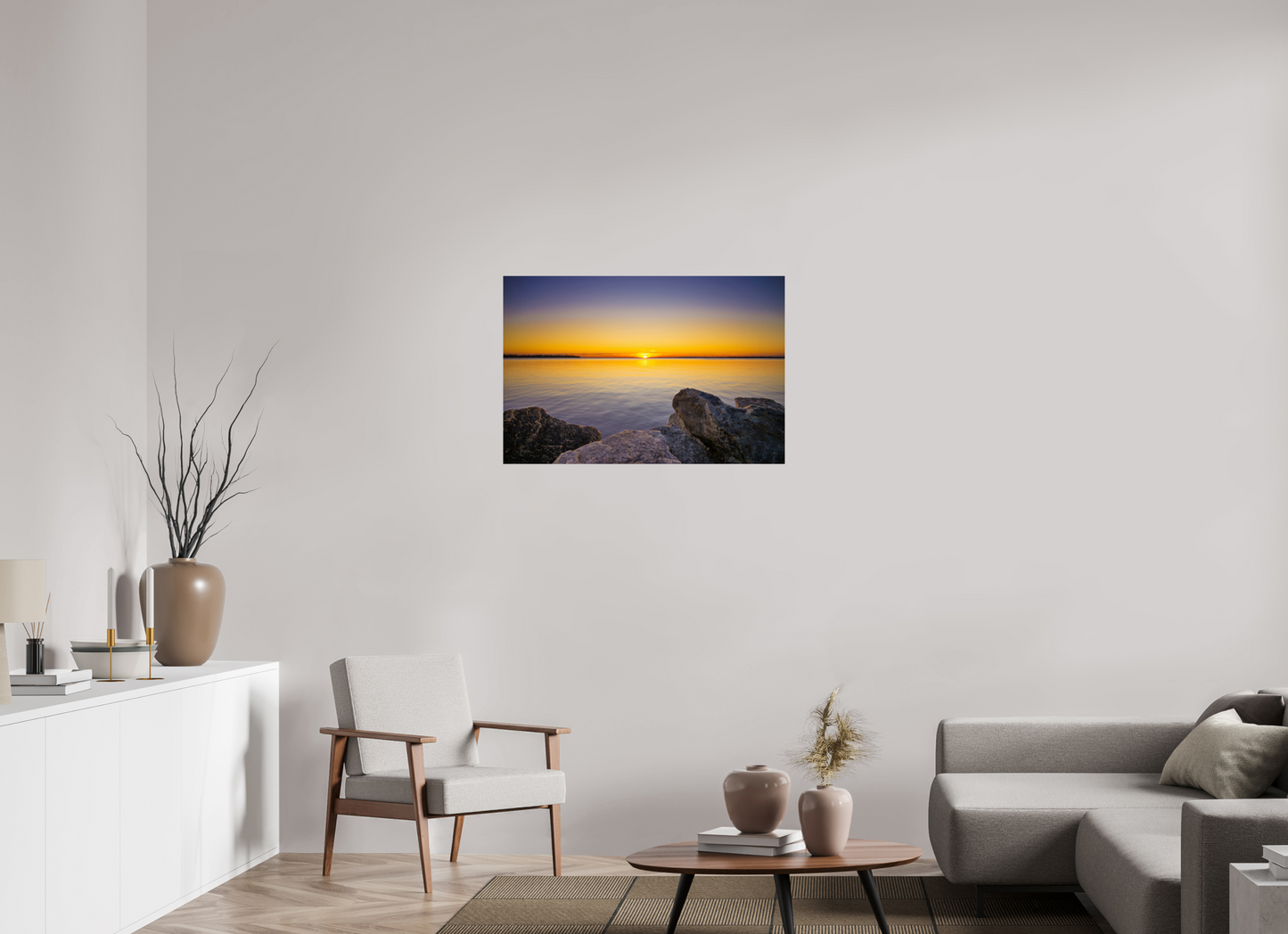 36 x 24″, Photo Print On Fuji Crystal DP II Fall Sunset over Midwest Lake