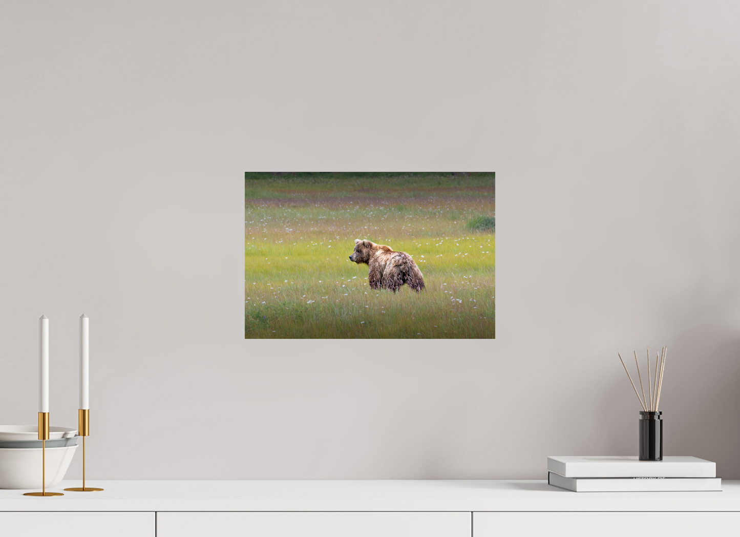 15 x 10″, Chroma Melancholy Bear strolling through a field