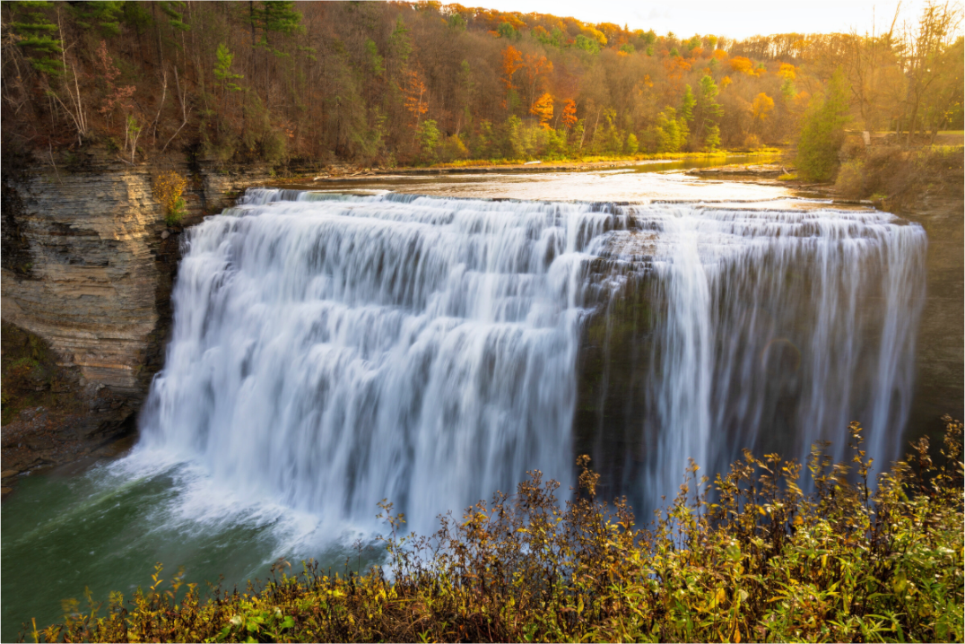 Main image Autumn Waterfall at Sunset