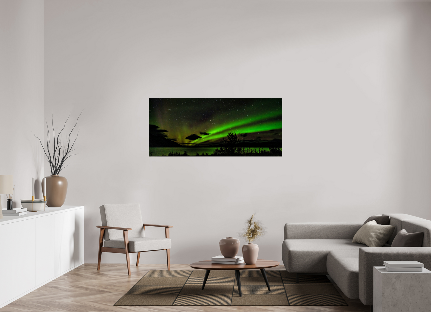 64 x 28″, Chroma Aurora over Kluane Lake