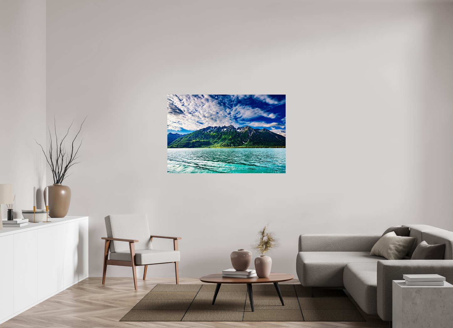 54 x 36″, Chroma Glacial Lake and Mountains