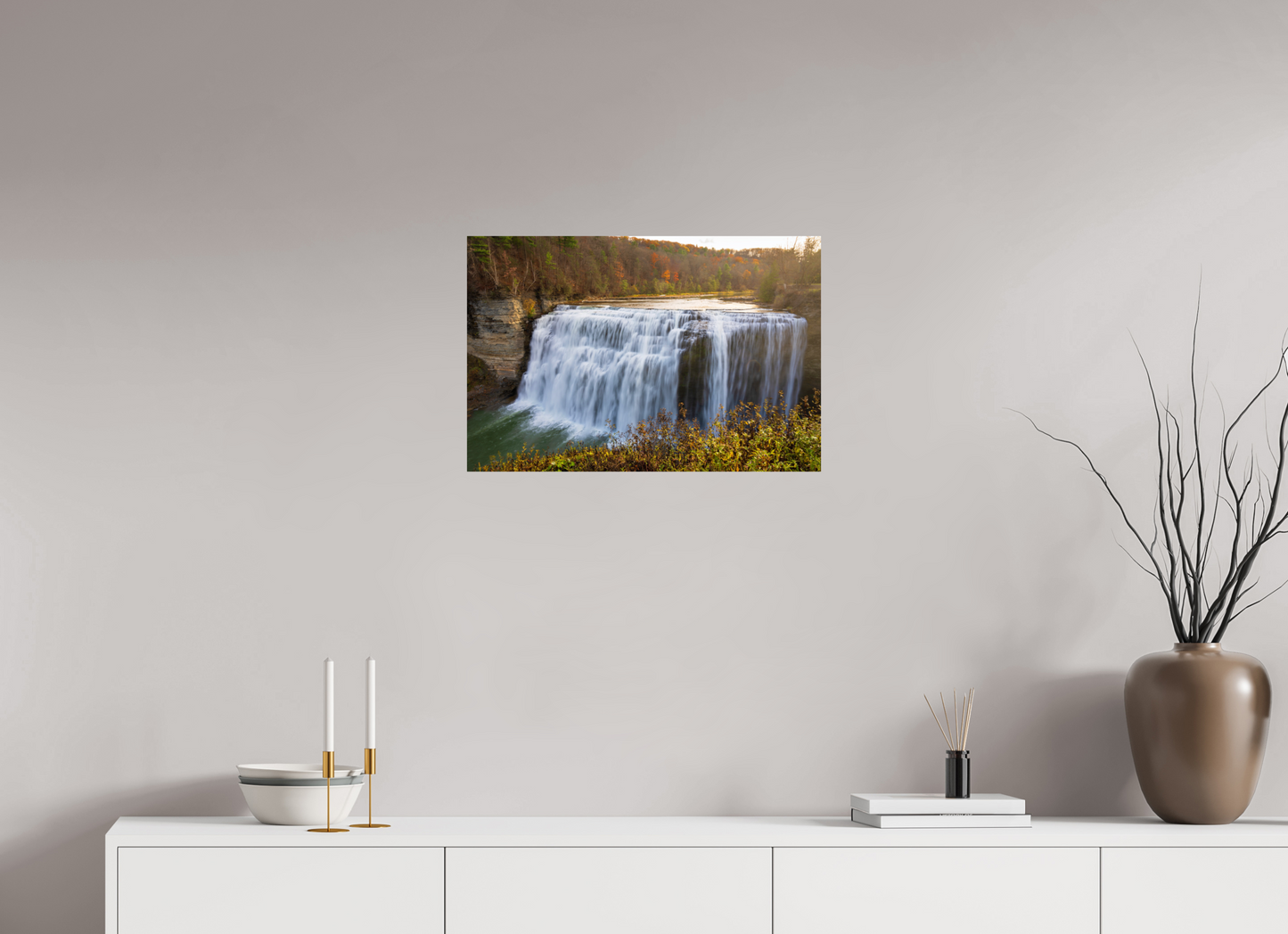 24 x 16″, Photo Print On Fuji Crystal DP II Autumn Waterfall at Sunset