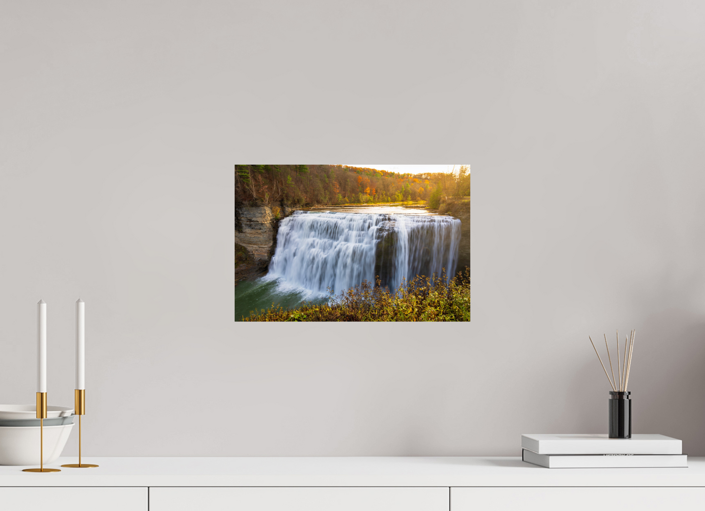15 x 10″, Photo Print On Fuji Crystal DP II Autumn Waterfall at Sunset