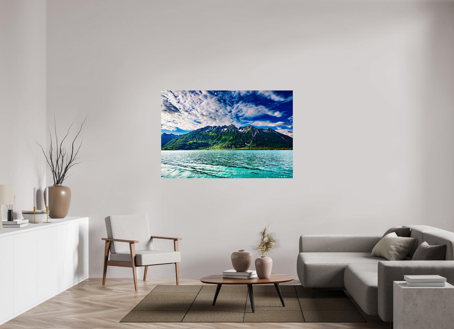 60 x 40″, Chroma Glacial Lake and Mountains