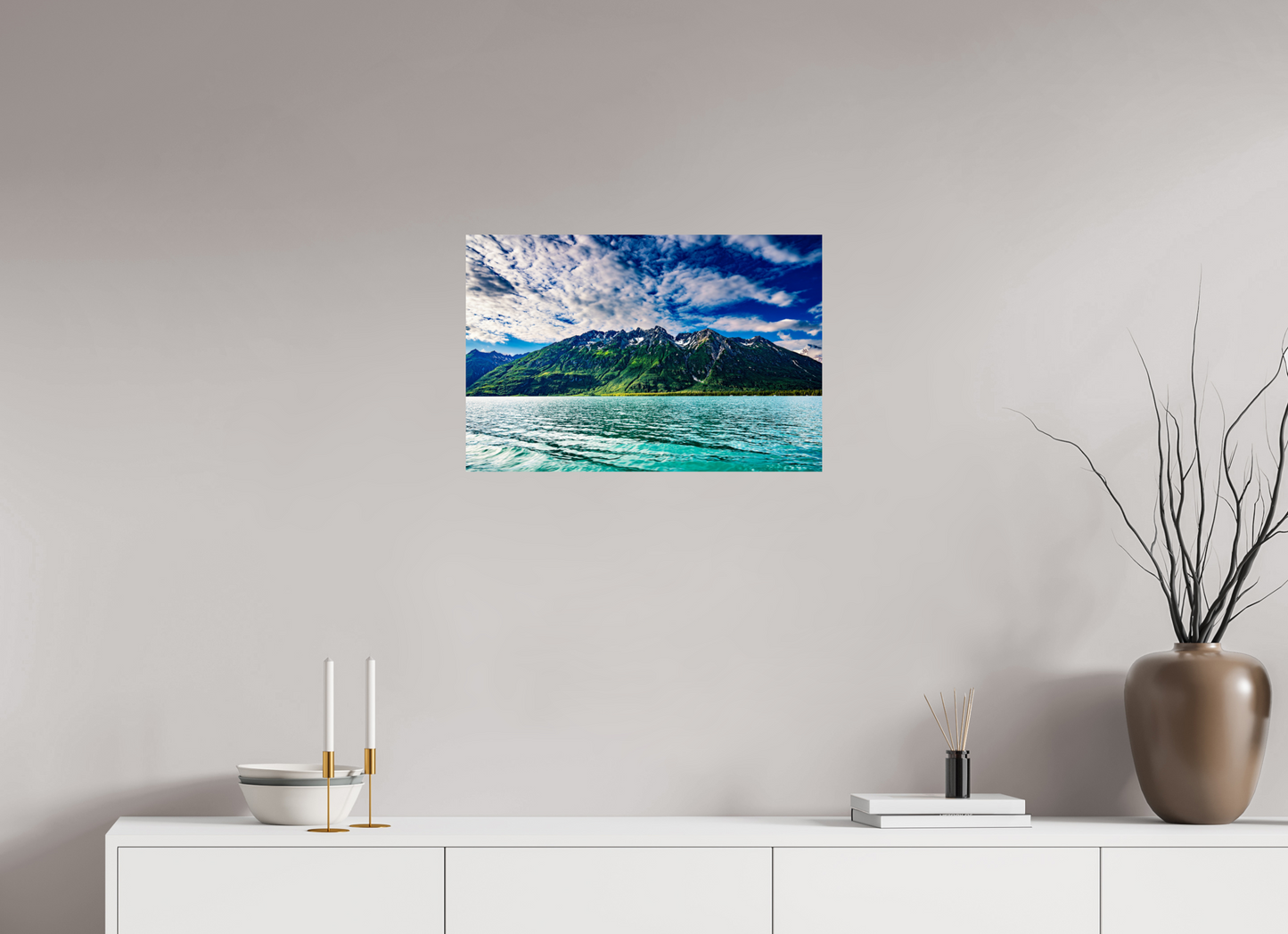 24 x 16″, Chroma Glacial Lake and Mountains