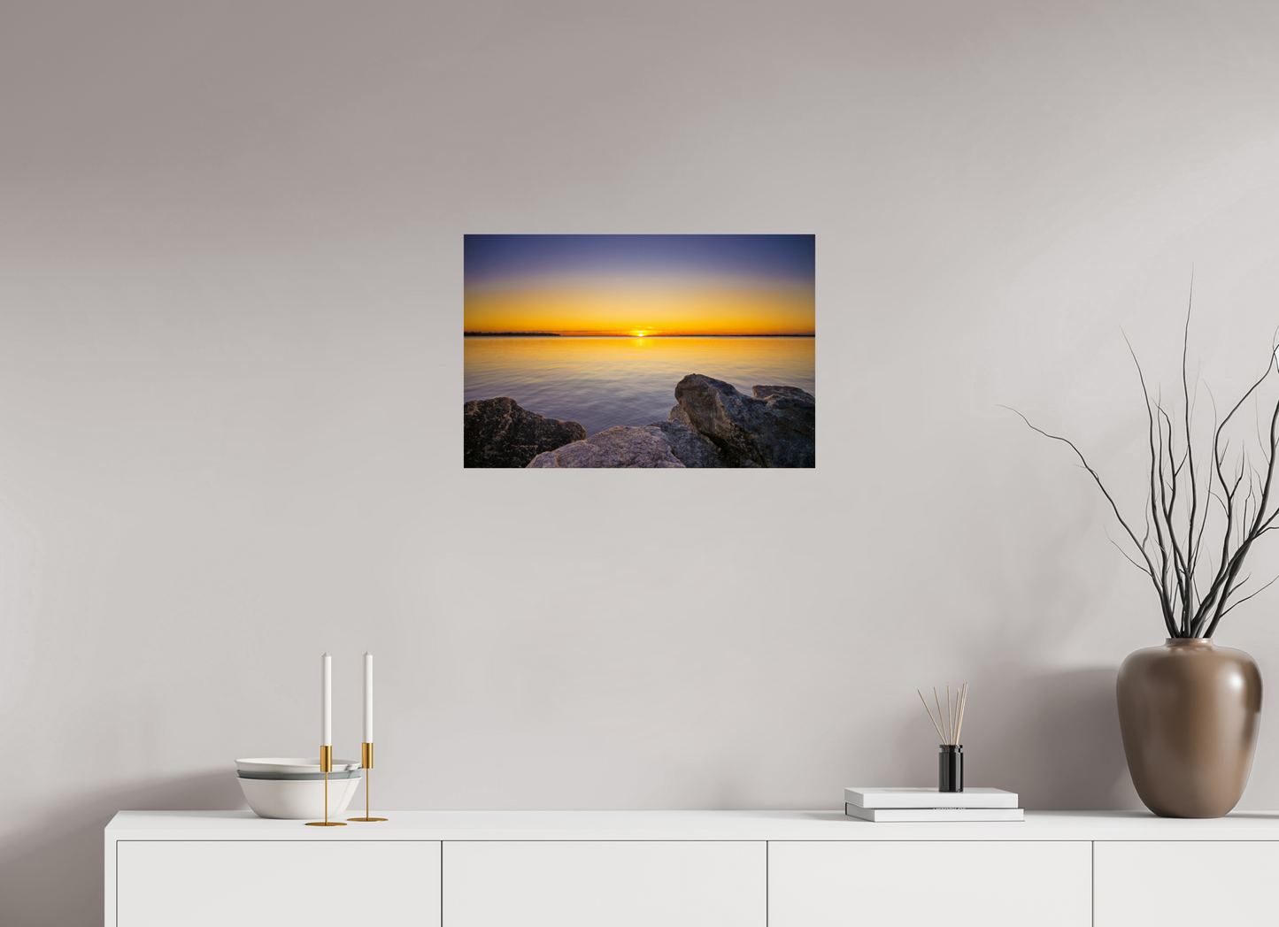 24 x 16″, Photo Print On Fuji Crystal DP II Fall Sunset over Midwest Lake